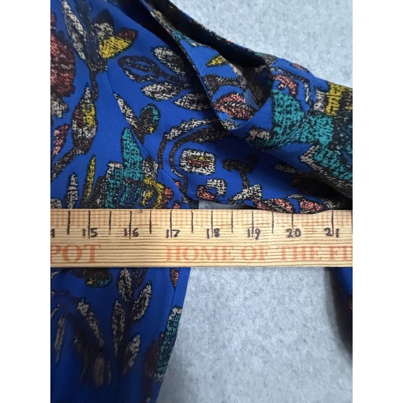 Skies Are Blue Dress Womens Medium Blue Floral Cold Shoulder Boho Fit Flare - Picture 9 of 14